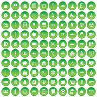 100 video icons set green circle vector