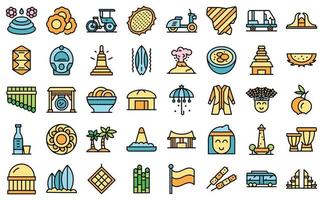 Jakarta icons set vector flat