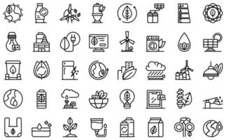 Environmentally friendly consumption icons set outline vector. Bio energy vector