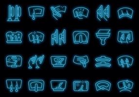 Windshield wiper icons set outline vector. Blade car vector neon