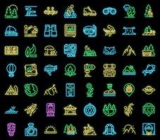 Eco tourism icons set outline vector. Fauna nature vector neon