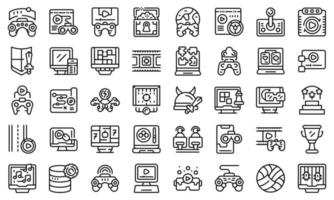 los iconos de juego establecen el vector de contorno. aplicación de internet