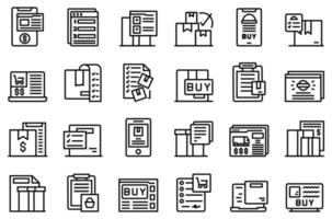 Order summary icons set outline vector. Online form vector