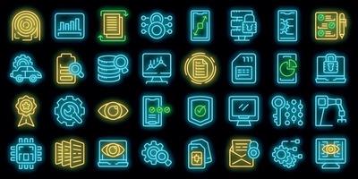 Technical overview icons set vector neon