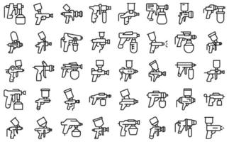 Paint sprayer icons set outline vector. Wrap coating vector