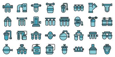 Reverse osmosis system icons set vector flat