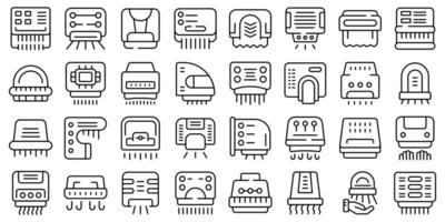 Automatic drying machine icons set outline vector. Air clean vector