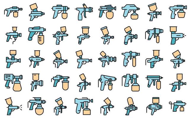 Paint sprayer icons set vector flat