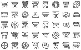 Smoke detector icons set outline vector. Alarm celling vector