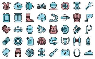 Motorcycle equipment icons set vector flat