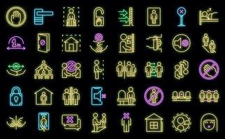 Avoid contact icons set vector neon