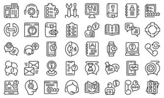 Support chat icons set outline vector. Call center vector