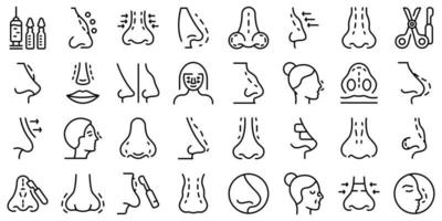 Rhinoplasty icons set outline vector. Human nose vector