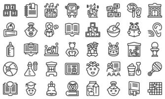 Early educations icons set outline vector. Baby learn vector