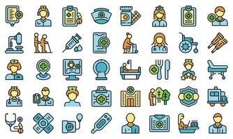 Nursing assistant icons set vector flat