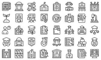 University department icons set outline vector. Student campus vector