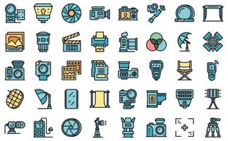 Photo studio icons set vector flat