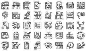 Inventory optimization icons set outline vector. Location management vector