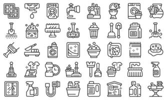 Household occupations icons set outline vector. Clean surface vector