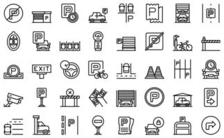 Parking place icons set outline vector. Park garage vector