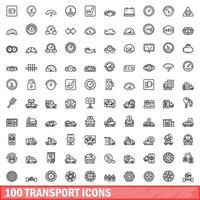 100 iconos de transporte, estilo de esquema