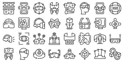 Vr platform icons set outline vector. Augmented reality vector