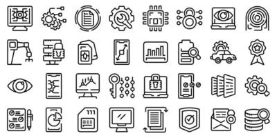 Technical overview icons set outline vector. Camera specification vector