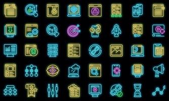 conjunto de iconos de optimización de motores de búsqueda neón vectorial vector