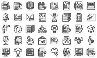 Vacancy icons set outline vector. Job cv vector