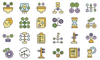 Ambiguity icons set line color vector