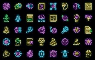 Brainstorming icons set vector neon