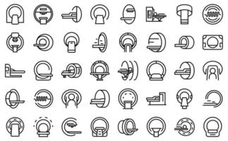 Magnetic resonance tomography icons set outline vector. Medical ct scan vector