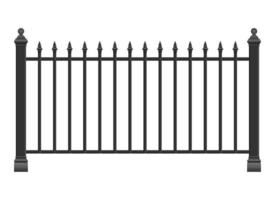 Realistic steel fence vector illustration isolated on white