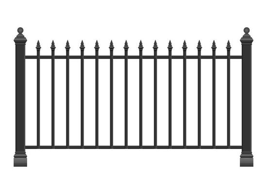 Realistic steel fence vector illustration isolated on white