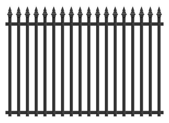 Realistic steel fence vector illustration isolated on white