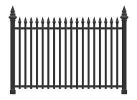 Realistic steel fence vector illustration isolated on white