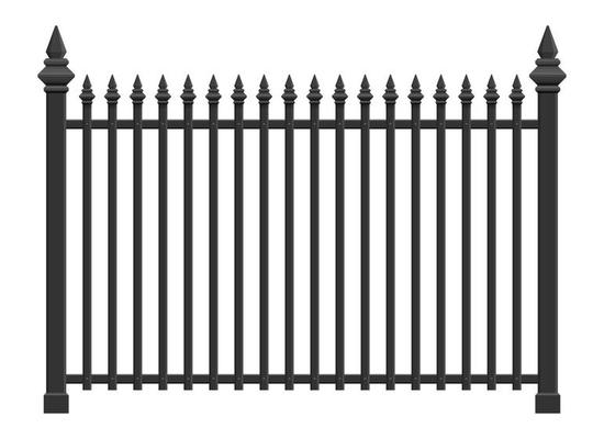 Realistic steel fence vector illustration isolated on white