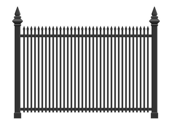 Realistic steel fence vector illustration isolated on white