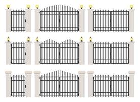 Concrete and steel gate set isolated on white background vector
