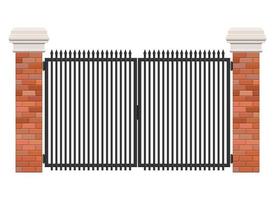 Brick and steel gate isolated on white background vector