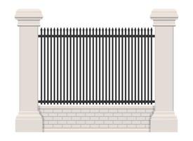 Brick and steel fence isolated on white background vector
