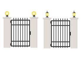 Concrete and steel gate isolated on white background vector