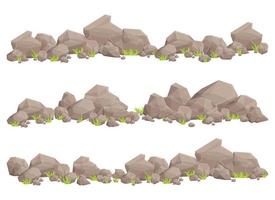 conjunto de piedras de roca y cantos rodados en estilo de dibujos animados vector