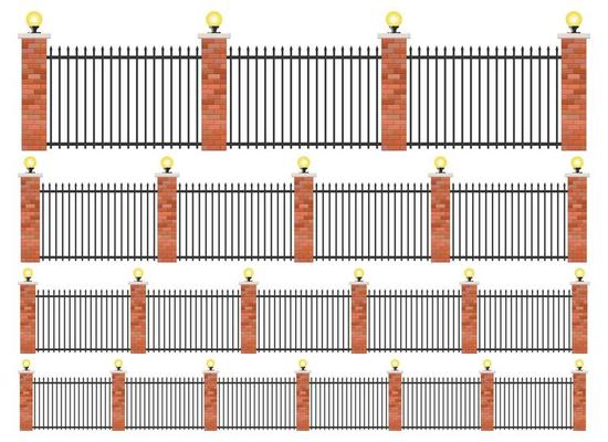 Realistic brick and steel fence set