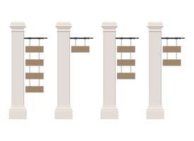 tablas de madera colgadas en un pilar de hormigón vintage vector
