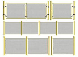 cerca de alambre de metal y puerta en estilo realista vector