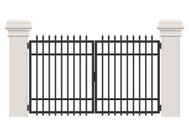 Concrete and steel gate isolated on white background vector