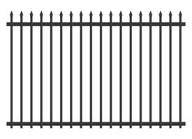 Realistic steel fence vector illustration isolated on white