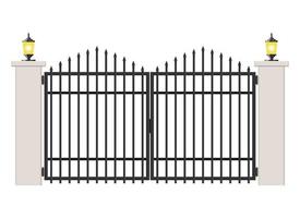 Concrete and steel gate isolated on white background vector