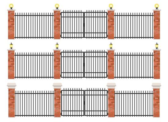 Realistic brick and steel fence set